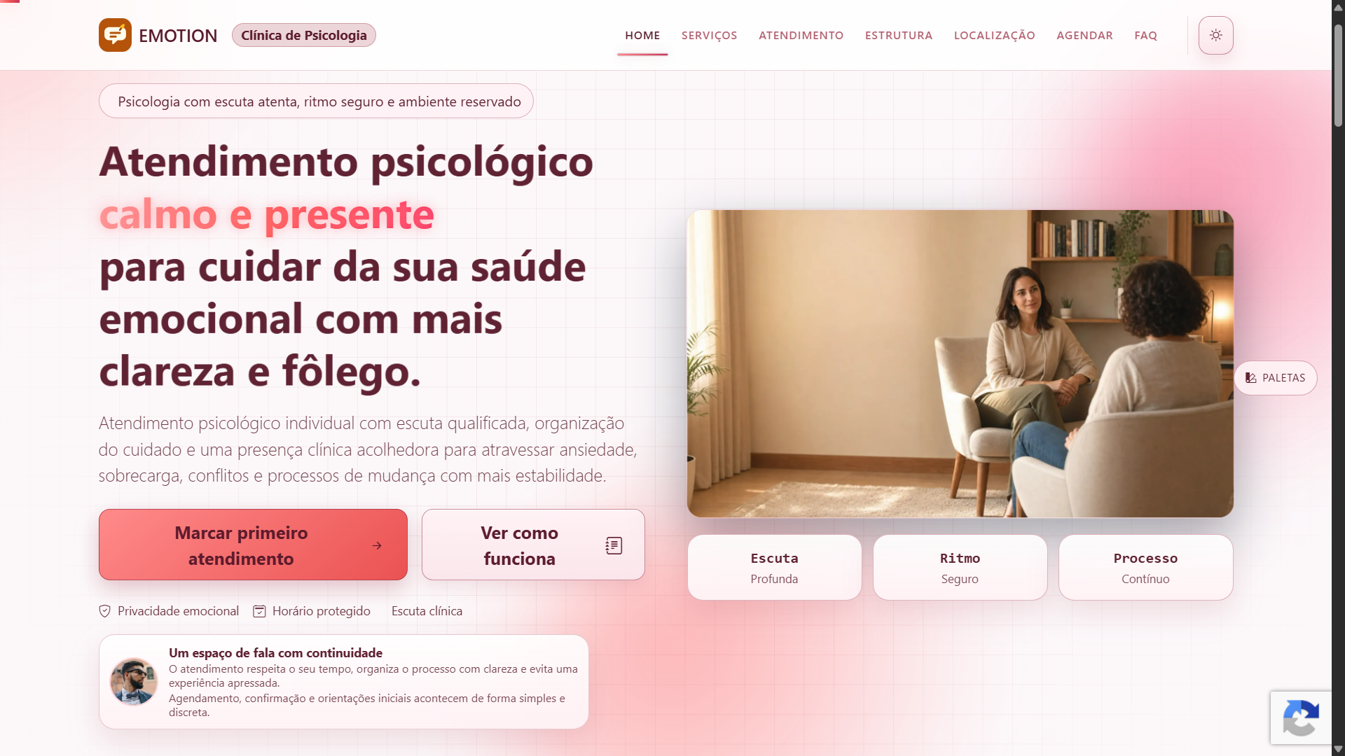 Preview da landing page premium para psicólogos