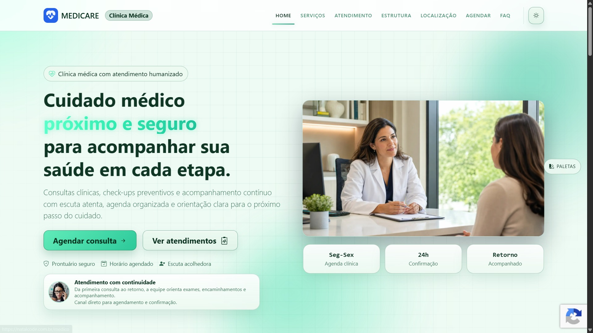 Preview da landing page premium para médicos